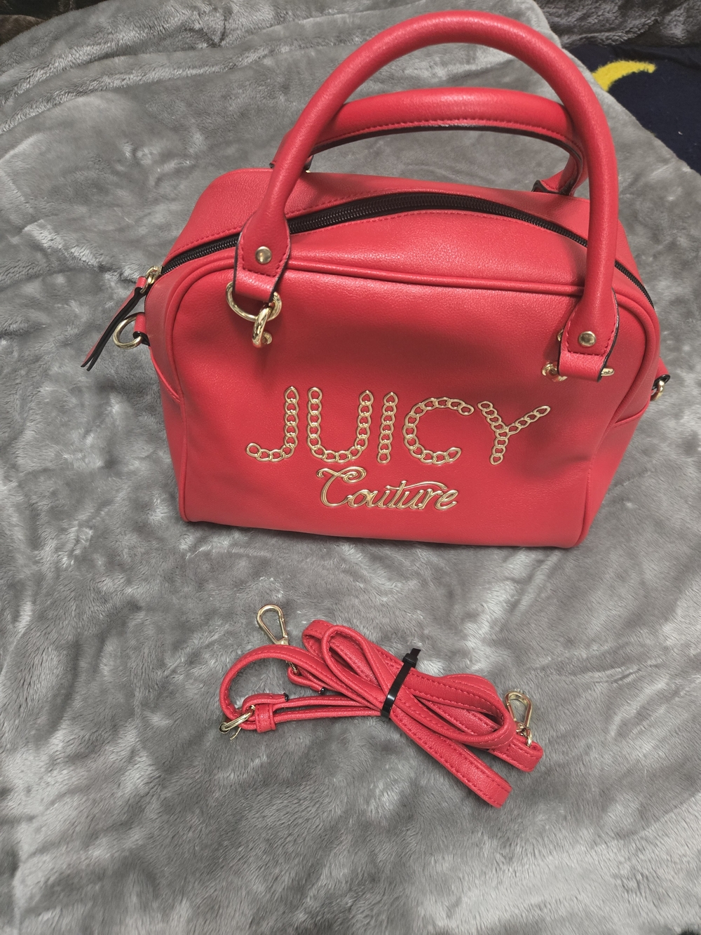 Juicy Couture Red Dome Satchel with Gold Logo